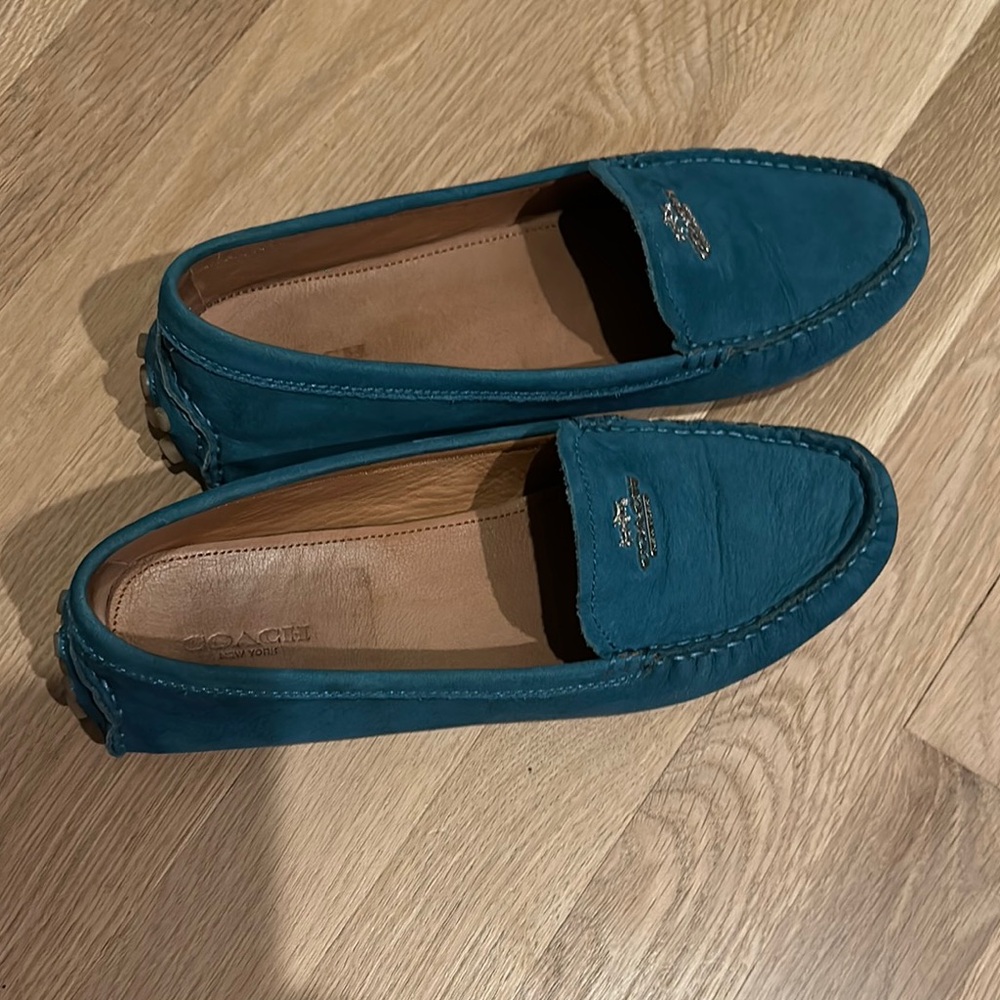Coach loafers, teal color